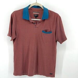 RVCA Slim Fit striped short sleeve polo shirt sz S